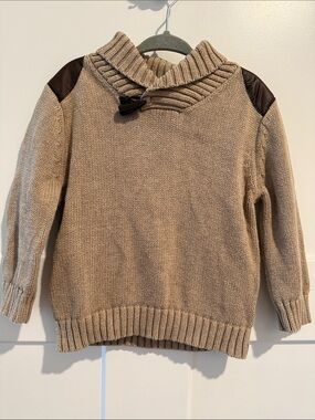 Cherokee Tan Knit Cowl Neck Sweater with Dark Shoulder Accents